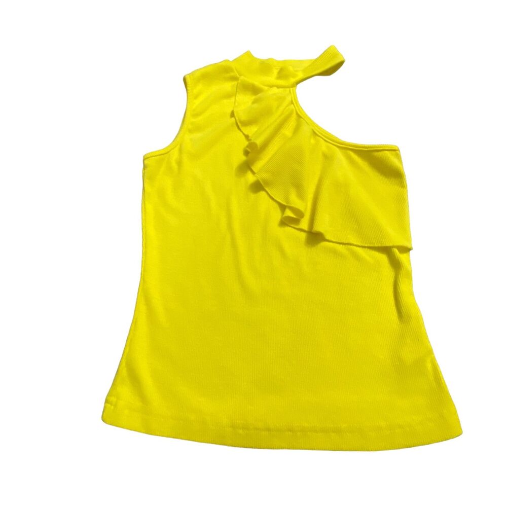 SHEIN Women Yellow Turtle Neck Ruffled Off The Shoulder Tank Small